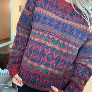 Multi-color cable knit sweater